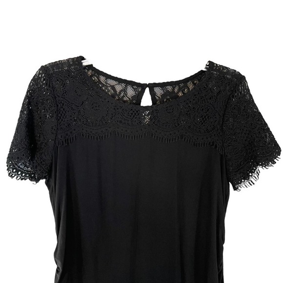 Skies Are Blue Maternity Short Sleeve Top Black - Picture 2 of 10